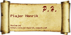 Plajer Henrik névjegykártya